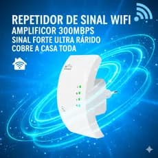 Repetidor De Sinal Wifi Amplificador Wireless Sinal Forte Ultra Rápido Cobre A Casa Toda
