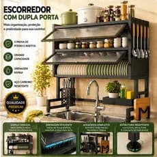 Escorredor De Louça Cozinha Suspensa Modula Autosustentavel Pia Rack Organizador Estante poeira porta armário