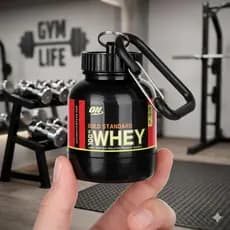 Mini Pote De Whey Chaveiro Porta Suplemento Creatina 30g 100ml Academia Fit Treino Prático Com Mosquetão Enchimento Por
