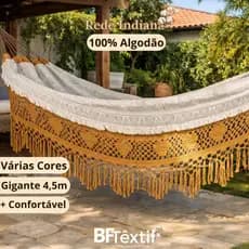 Rede Descanso Casal Luxo Reforçada 4,5m Rede De Descanso Casal Indiana Várias Cores 100% Algodão