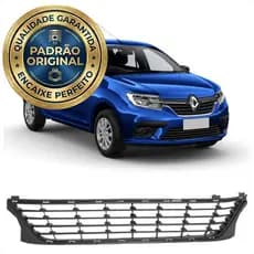 Grade Central Inferior Parachoque Sandero Logan 2020 a 2024 Filetada Preta Premium