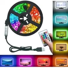 Fita Tira de Led RGB Com Controle metros 3 metros 5 metros LEON Usb Para Tv Pc