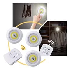 Luminária Kit 3 Lâmpada Led Spot Sem Fio Controle Remoto Lâmpada Led Sem Fio