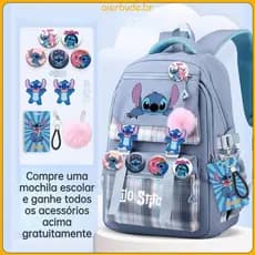 Mochila Infantil Leve de Grande Capacidade Stitch para Meninas, Mochila Impermeável para Computador #   002 MTS4