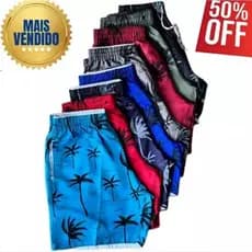 3 Short Masculino Tactel Moda Praia Verão 2k26