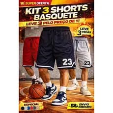 KIT 3 BERMUDAS BASQUETEBOL SHORTS EM DRYFIT 23