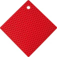 Suporte de Panela em Silicone Mor - Quadrado Vermelho com Padrão Hexagonal (Desenho Colmeia) - Antiderrapante