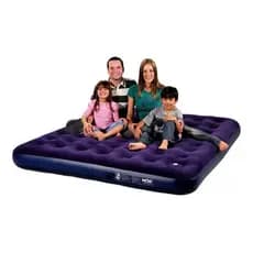 Colchão Inflável King Mor com Fole - Cama Extra King Size 2,03m x 1,83m - Revestimento Aveludado e Kit Reparo