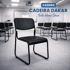 Cadeira Dakar Escritório PU Empilhável Recepção Sala Reunião Envio Imediato | Toolx