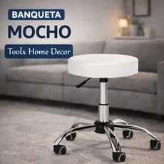 Banqueta Mocho Giratória Base Cromada com Rodinhas Profissional – Envio Imediato | Toolx Home Decor
