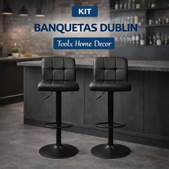 Kit 2 Banquetas Dublin Gomos Confort Estofada Altura Ajustável Envio Imediato – Toolx Home Decor