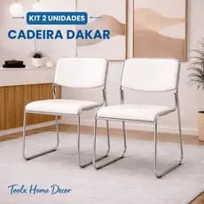 Kit 2 Cadeiras Dakar Estofadas Cromadas Recepção Escritório | Envio Imediato