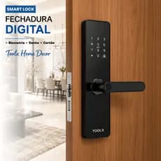Fechadura Digital Inteligente WiFi Biometria Senha Cartão App Tuya Toolx Home Decor