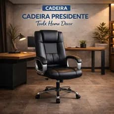 Cadeira Presidente Escritório Giratória Office Boss Confortável Base Cromada | Toolx Home Decor