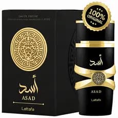 Perfume Árabe Asad Lattafa Preto Masculino Intenso e Oriental 100ml