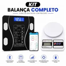 Kit Saúde Completo: Balança Digital + Balança Bioimpedância Corporal IMC Bluetooth