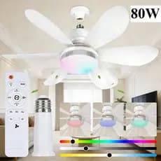 80W Ventilador de Teto com Luz para Pequenos Espaços Silencioso Controle Remoto Instalação Fácil Bivolt RGB
