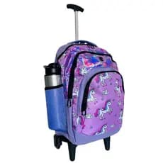 Mochila Bolsa De Rodinhas Feminina Escolar Juvenil Espaçosa Unicórnio