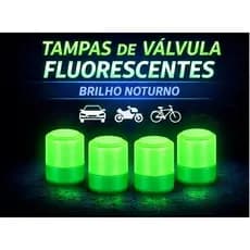 Kit 4 Tampa Bico Válvula Pneu Fluorescente Brilha no Escuro | Carro Moto Bike | Universal