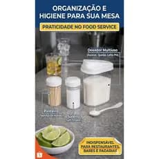 Kit Mesa 3 Peças: Saleiro, Paliteiro e Dispenser Multiuso