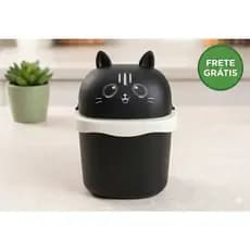 Mini Lixeira de Mesa Gato Fofo Escritório Cozinha Quarto Infantil Organização Desk Decor