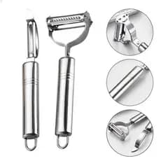 kit 2 Descascador de legumes frutas fatiador Profissional Manual Inox Cozinha Alimento lamina