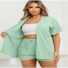 Conjunto 2 Peças Kimono com Short Tejido Duna Feminino Blogueira 2026 Moda Praia Saida de Praia Quimono 2026