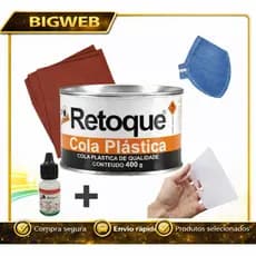 MASSA PLASTICA 400GR CINZA + LIXA + MASCARA + APLICADOR