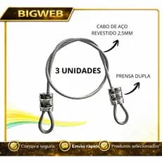 3 Lacre de Segurança de Cabo de Aço revestido 25cm / 35cm / 45cm / 60cm / 80cm Escolha o Tamanho