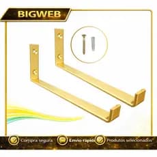 2 Suporte Inverso Rose Gold ou Dourado Mão Francesa Reforçado Prateleira (Escolha as Medidas)