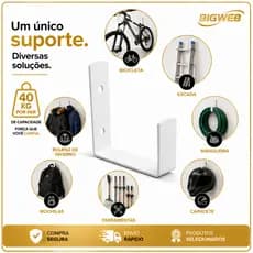 Suporte Multiuso Cabide 20KG Escada Bike Mangueira Bicicleta Mochila