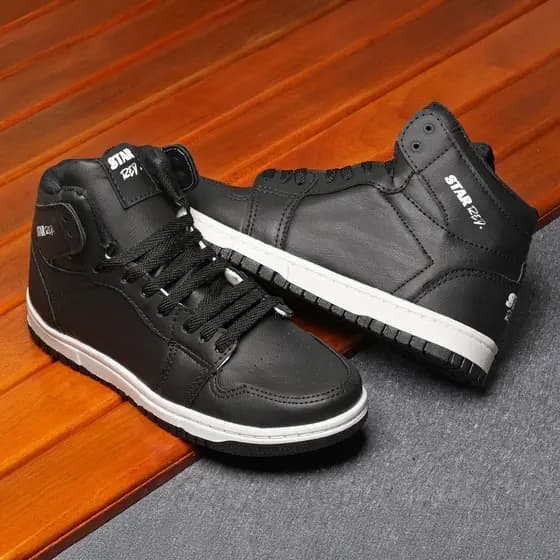 Tênis Todo Preto Botinha Feminino Masculino Casual Padrão