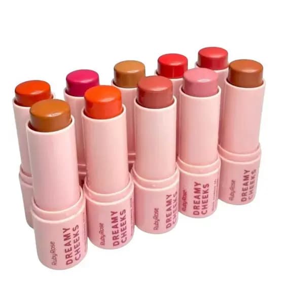 Blush Ruby Rose bastão stick facial cremoso Dreamy Cheeks alta pigmentação com acabamento natural