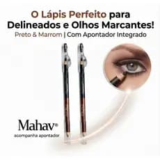 Lápis de Olho à prova d'água marrom e preto Duo Eyes Mahav Macio Alta Pigmentação Com Apontador