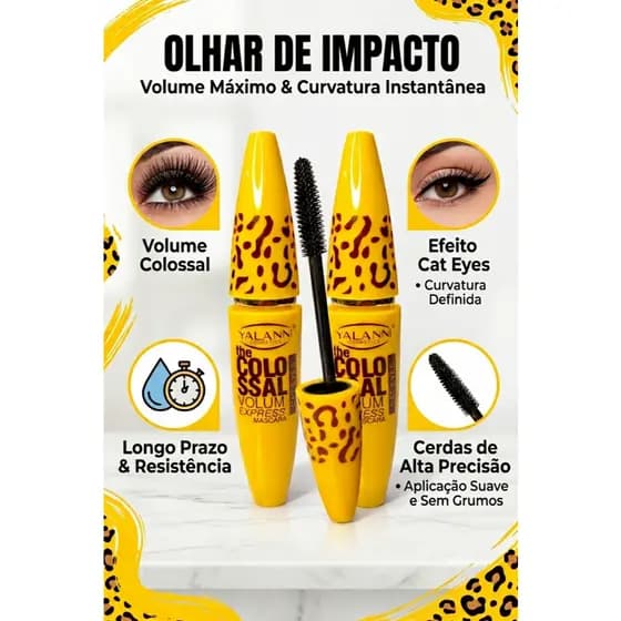 Máscara de Cílios Yalanni Colossal Express Olho de Gato Volume Express definição alongamento