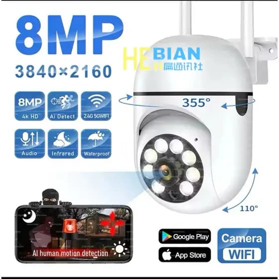 Câmera De Rede Sem Fio À Prova D'água 1080P Wi-Fi De Visão Noturna Infravermelha Amplamente Utilizada Para 360 Seguro