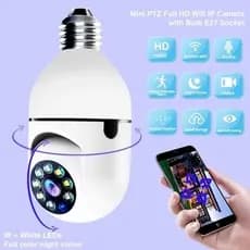 HD 1080P 360 ° Lâmpada Rotativa Para Câmera Panorâmica , Rastreamento Automático , Wi-Fi , Sem Fio , PTZ , IP , Visão Re
