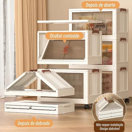 Armário Multiuso Portátil Dobrável 2-5 Andares (50/60cm)  Organização Inteligente e Sem Montagem