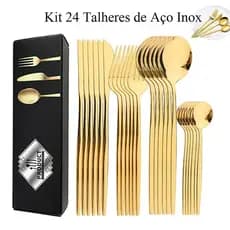 Kit 24 Talheres de Aço Inox Garfo Colher Faca Colher De Mesa para Uso em Casa, Restaurantes conjunto de talheres