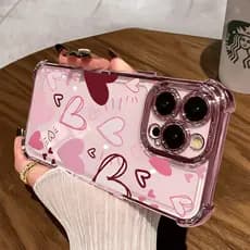 Rosa Coração Bling Capinha Capa Para IPhone 17 16 15 14 13 12 11 Pro Max Plus Claro Pára-Choques À Prova De Choque Casos