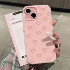 Rosa Oco Coração Geléia 2in1 Capa Capinha Silicone Para IPhone 13 11 12 14 15 16 17 16e Normal Pro Max Ar Macarons Caso