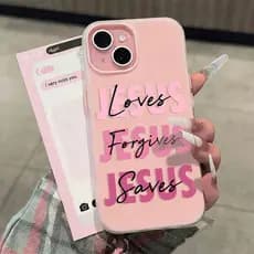 Rosa JESUS 2 Em 1 Geléia Capa Capinha Silicone Para IPhone 13 11 12 14 15 16 17 16e Normal Pro Max Ar Macarons Caso