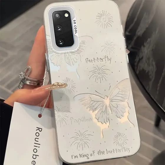Borboletas Metálico Anti-Raios Capinha Capas Para Samsung Galaxy A05S A06 A14 A15 A16 A23 A32 A34 A35 A54 A55 Normal