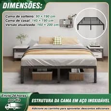 Base de Cama Aço Inoxidável Altura: 35 cm Espaço De Armazenamento Extragrande Debaixo Da Cama