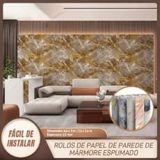 Papel De Parede Adesivos Lavável Brilhante Mármore 3mx0,6m/1,2mx2,6m Resistente a Agua/Óleo Material Lavável