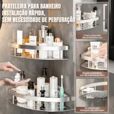 Suporte De Shampoo De Aluminio Prateleiras De Banheiro Sem Furo Premium Suporte De Banheiro