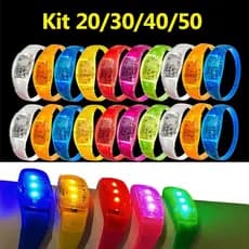 Kit 15/20/50/30/40 Pulseira de LED para Festa/Casamentos-3 Modos de Luz-Pulseira de Neon para Festa-Sem controle por voz
