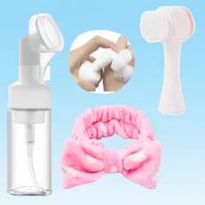 150ml Frasco Pump Limpeza Facial Mousse Brush Massager-Escova Facial Esfoliante 2 Em 1-Facial Skin Care Silicone