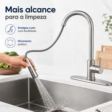 Kitchen Sink Faucet with Flexible Extender, Single Lever Mixer, Pull Spray, Articulated Aerator S1