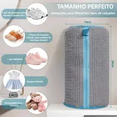 Saco protetor para limpeza de sapatos na máquina de lavar 39 * 19cm Material de poliéster cinza